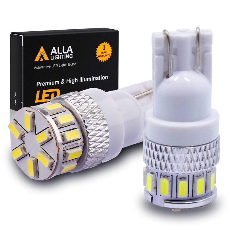 Alla Lighting T10 Wedge 194 168 2825 W5W LED Bulbs, 6000K White License, Reverse, Trunk, Marker, Parking, Door, Map, Dome Lights Lamps, 360Â° Light 4014 18-SMD Super Bright 558 161 175 - Image 1